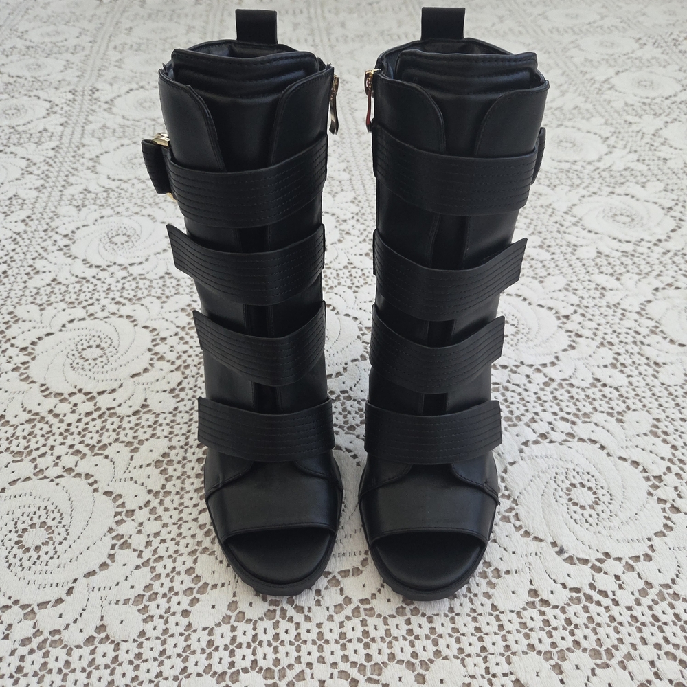 DKNY Blake Peep-Toe Strappy Heeled Booties Size 10 - Picture 2 of 10